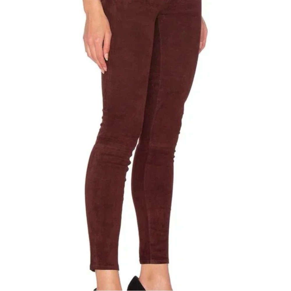 rag & bone Suede Leather Pants Port Burgundy Size 28 Skinny Lamb Suede Hybrid